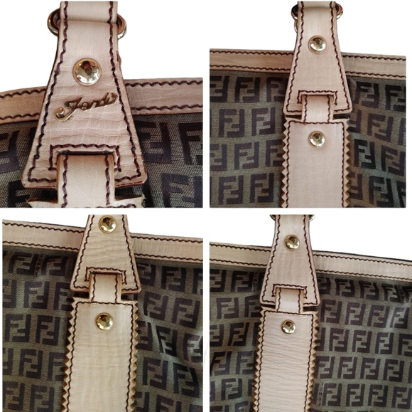 Fendi Zucchino Canvas Leather Tote Bag - Picture 11 of 16